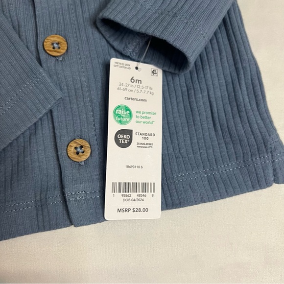 Carter's Blue & Cream Baby Onesie Pj Set - Picture 5 of 5